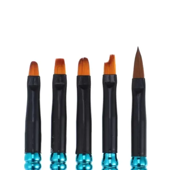 Unique Bargains Nail Art Brushes 5 Pcs Nail Design Tools Kit Nail Liner Brush Blue Gradient Pink image {1}