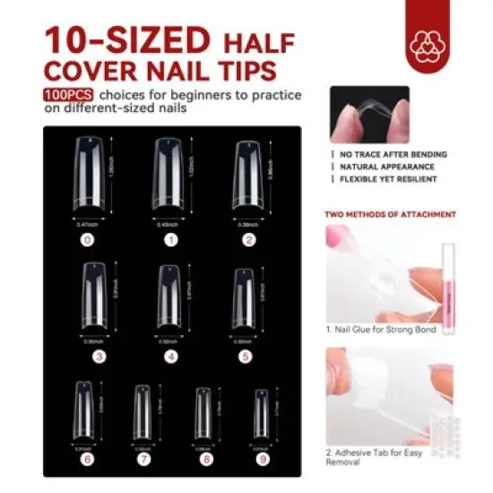 SAVILAND Pro Adjustable Nail Training Finger - Replaceable Tip Mannequin with 20+ Practice Tips & Essential Tools Kit. image {3}