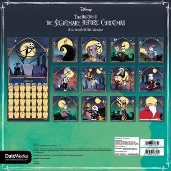 Disney 2026 Nightmare Before Christmas 12"x12" Wall Calendar image {3}
