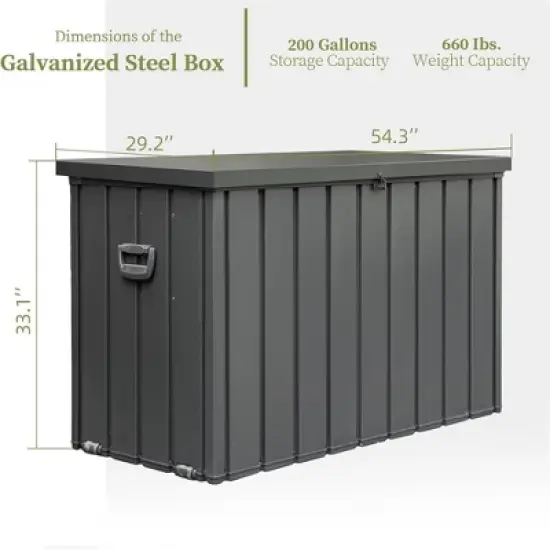 DOMETOUR 200 Gallon Waterproof Outdoor Deck Box, Large Patio Storage Bin for Cushions, Tools, Lockable, Dark Gray image {2}