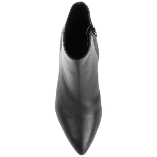 Journee Signature Womens Genuine Leather Tabbie Almond Toe Block Heel Ankle Booties image {3}