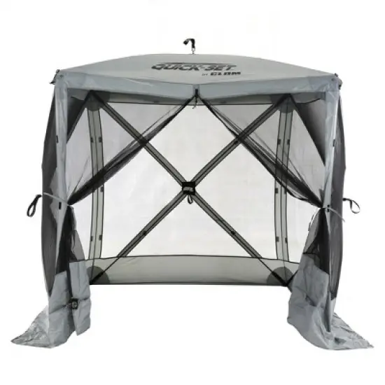 CLAM Quick-Set Traveler Portable Pop Up Outdoor Camping Gazebo Sided Canopy Shelter with Ground Stakes and Carrying Bag image {4}