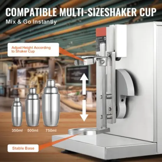 VEVOR Milkshake Maker Machine, 120W Commercial Milk Tea Shaker Machine, Single Head Milk Shake Mixer Machine, 0-180s Adjustable Milkshake Blender image {3}