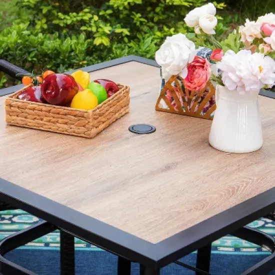 5pc Patio Dining Set with 36" Square Acacia Table and Stackable Chairs - Captiva Designs image {4}