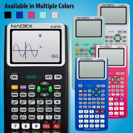 Nadex Coins&trade; C-270 Scientific Calculator with Black and White Graph Functions, Battery Powered image {2}