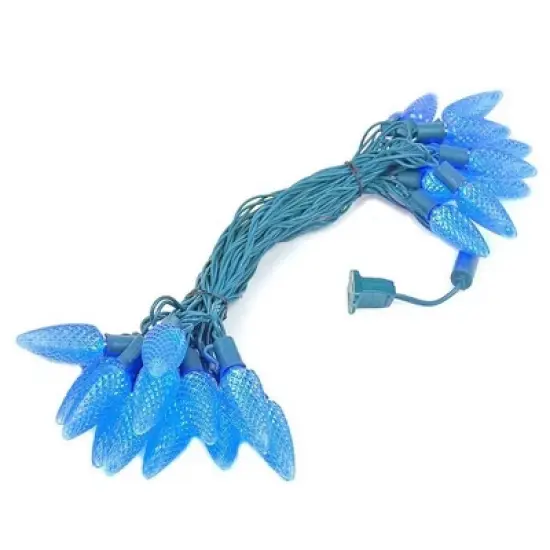 Novelty Lights 25 Feet 25 Light C9 Diamond Faceted LED String Lights, Pre-Lamped Holiday Lights on Green Wire, UL Listed, Connectable image {4}