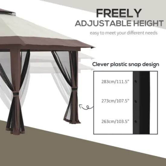 Gulches 13' x 13' Pop Up Gazebo , Instant Canopy Tent Shelter, 2-Tier Roof, Wheeled Carry Bag & Water/Sand Bags for Outdoor, Garden, Parties, Beige image {2}