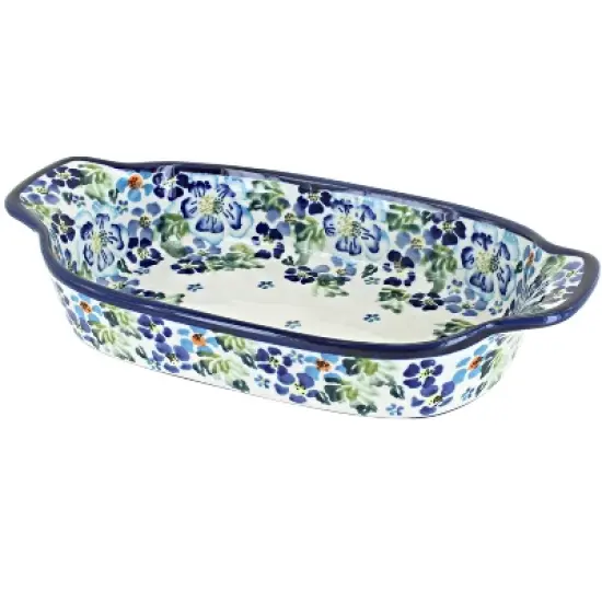 Blue Rose Polish Pottery 1281 Zaklady Rectangular Serving Dish image {15}
