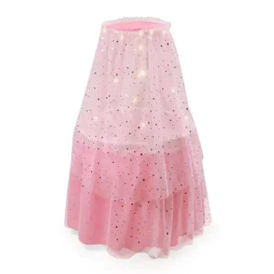 Badger Basket Sweet Dreams Round Doll Bassinet with Canopy and LED Lights - Pink/White/Stars image {4}