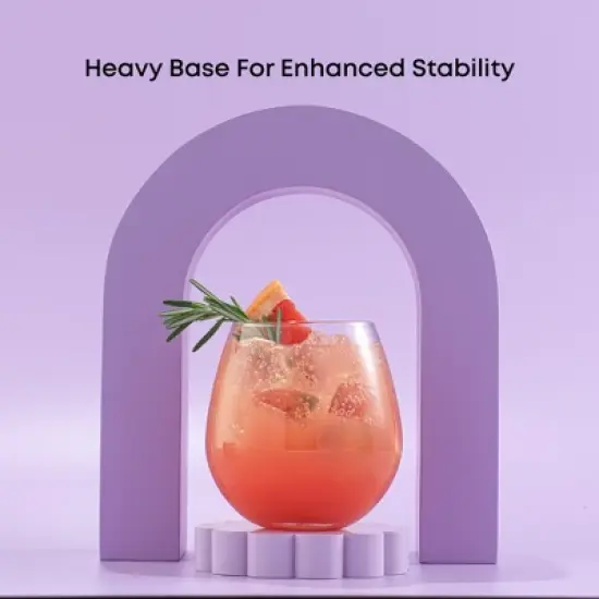 JoyJolt Spirits Stemless Wine Glasses for White or Red Wine - Set of 4 -15-Ounces image {5}