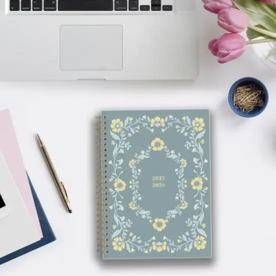 Blue Sky 5.875"x8.625" 2025-2026 Weekly/Monthly Wirebound Planner Smooth Frosted Sammie Green image {1}