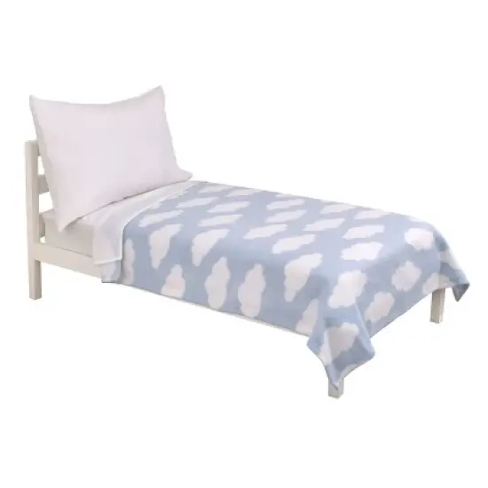 Everything Kids Light Blue and White Cloud Super Soft Toddler Blanket image {3}