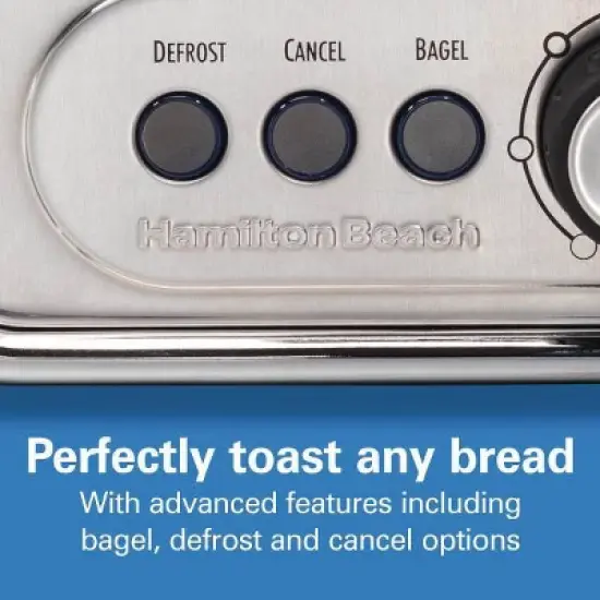 Hamilton Beach Modern Chrome 2-Slice Toaster - 22785: Stainless Steel, Bagel & Defrost Options, Extra Wide Slots image {5}