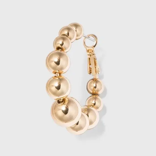 Ball Hoop Earrings - A New Day&trade; Gold: Nickel-Free Metal, Post Closure, 1.4" Length image {2}