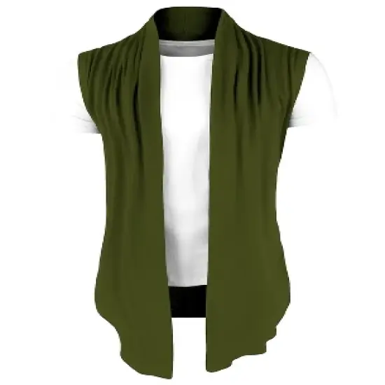 Lars Amadeus Men Casual Open Front Sleeveless Irregular Hem  with No Button Cardigan Vest image {12}
