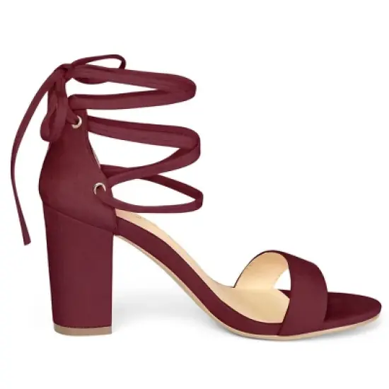 Allegra K Women's Tie Up Strappy Chunky High Heels Sandal image {6}