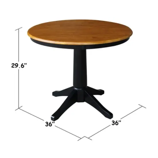 36" Mark Round Top Pedestal Table Black/Cherry - International Concepts image {2}