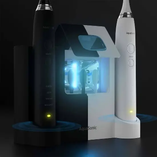 Aquasonic Duo Pro Dual Handle Ultra Whitening Electric Toothbrushes - Black & White image {3}