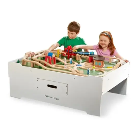 Melissa & Doug Deluxe Wooden Multi-Activity Play Table - For Trains, Puzzles, Games, More image {1}