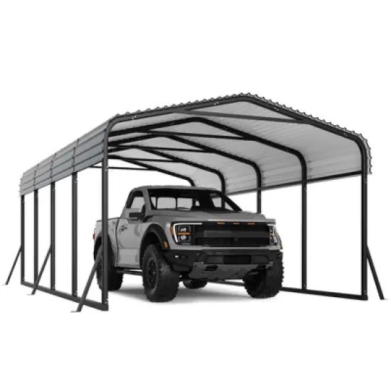 12x20 FT Heavy Duty Metal Carport Kit - Galvanized Steel Roof, 100MPH Wind Rated, 35PSF Snow Load for RV, Tractors, Trucks image {8}
