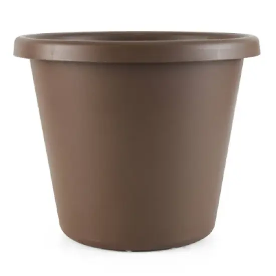 The HC Companies 14 Inch Classic Durable Plastic Flower Pot Container Garden Planter with Molded Rim and Drainage Holes, Chocolate Brown (2 Pack) image {4}