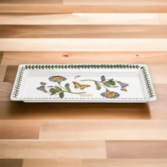 Portmeirion Botanic Garden Sandwich Tray (11.75"x5.25") - Convolvulus Motifs - Fine Porcelain - Dishwasher, Microwave, Freezer, Oven Safe image {4}