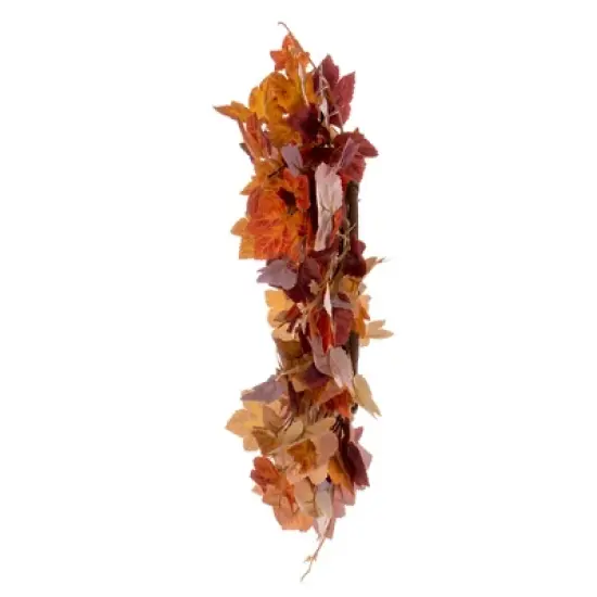 Vickerman 16" Artificial Orange Fall Maple Leaf Candle Ring Wreath. image {3}
