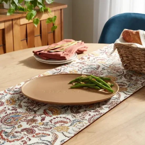 Small Ceramic Serving Platter Clay Thankful - Threshold&trade; image {1}