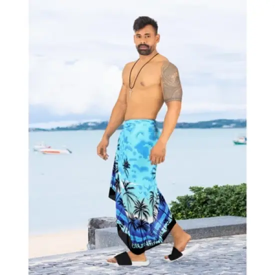 LA LEELA Men's Sarong Bath Hawaiian Pareo Wrap One Size Dodger Beach image {1}