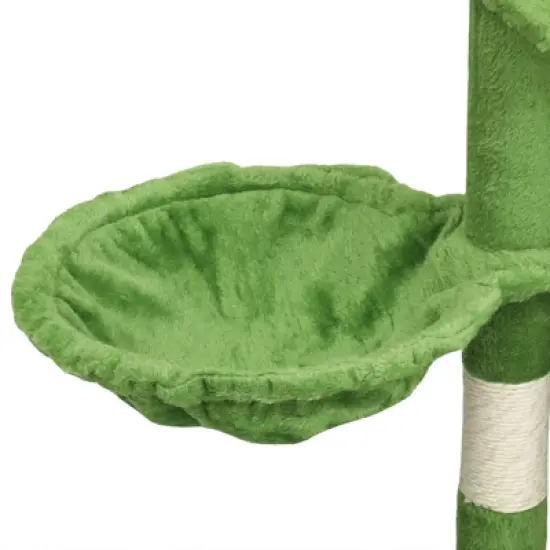Karl Home 36 inch  Green Cat Tree with Leaves Multi-level Cat Tower with Scratching Post Condo image {7}