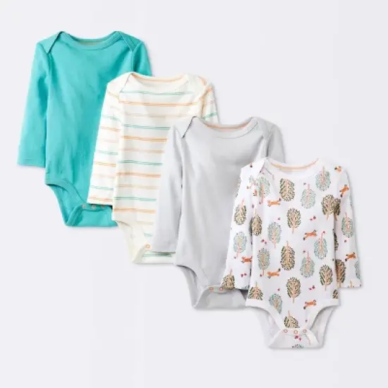 Baby 4pk Basic Orchard Fox Long Sleeve Bodysuit - Cloud Island&trade; Cream image {4}