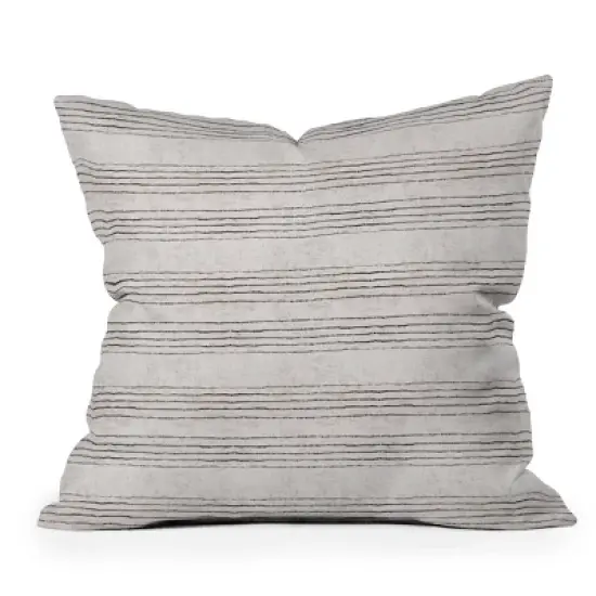 Holli Zollinger Linen Stripe Rustic Outdoor Throw Pillow Black/White - Deny Designs image {4}