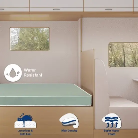 Continental Sleep, 4-Inch High-Density Cooling Gel Memory Foam Vinyl RV Mattress Replacement, Good for Trailers, Camper Vans & Other application, image {2}