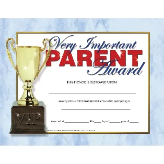 Hayes Very Important Parent Award Certificate 8.5" x 11" Pack of 30 (H-VA641) image {1}