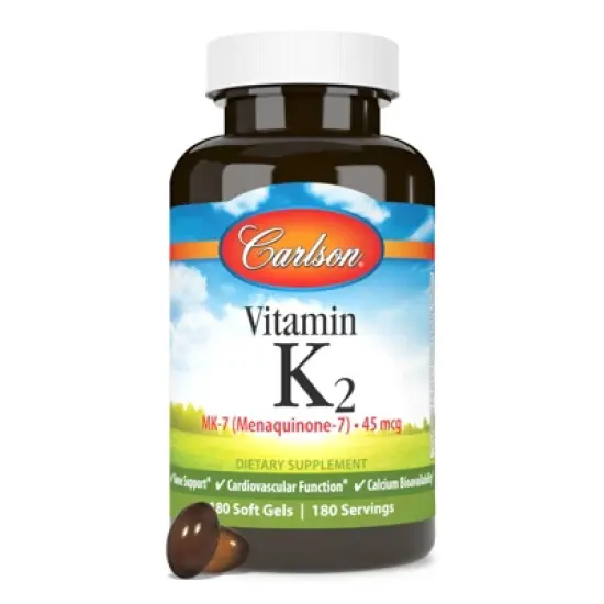 Carlson - Vitamin K2 as MK-7 (Menaquinone), 45 mcg, Bone Support, 180 Softgels image {3}