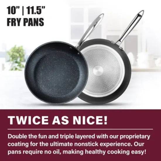 Granitestone Pro Hard Anodized 10" and 11.5" Nonstick Fry Pan Set with Stay Cool Handle image {2}