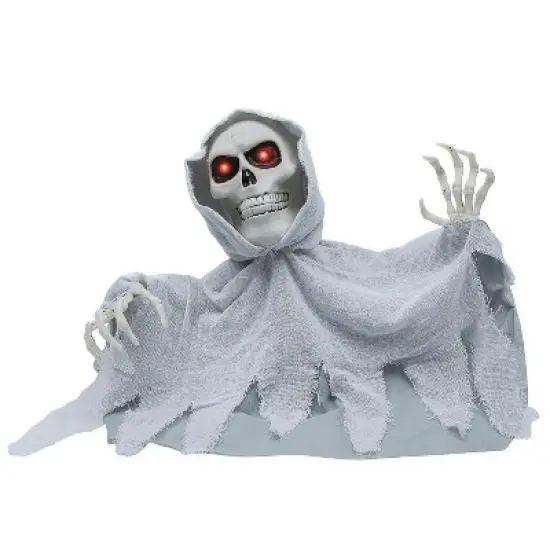 ATC Animated Groundbreaker Skeleton with Hooded Cloak - Gray Halloween Decoration image {1}