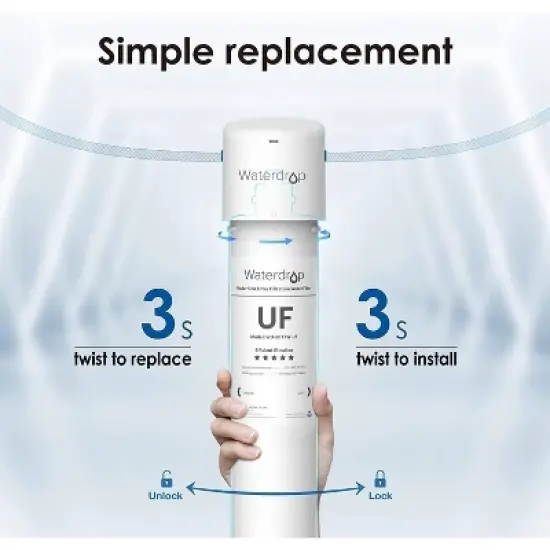 Waterdrop 17UBW-UF Under Sink Water Filter System with Dedicated Brushed Nickel Faucet and Extra RF17W-UF Replacement Filter image {6}