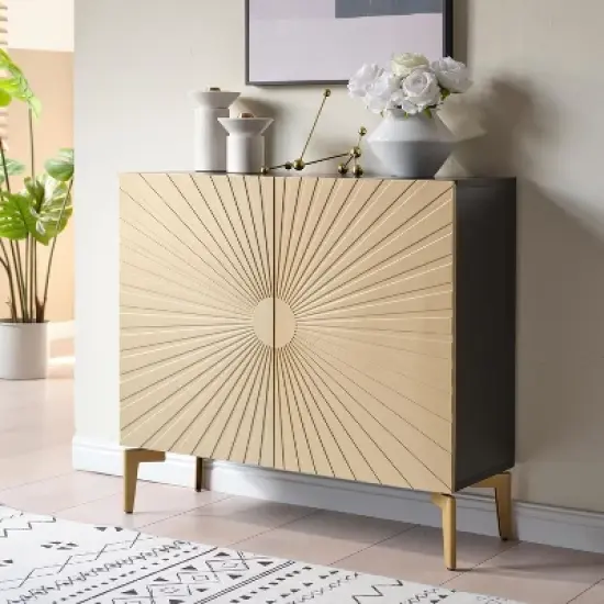 Kings Brand Furniture 2-Door Storage Cabinet, Accent Sideboard Buffet, Coffee Bar Console Table image {8}