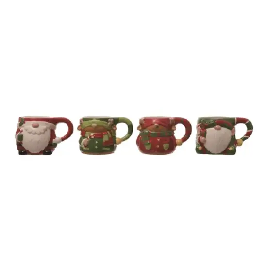 Transpac Christmas Ceramic Christmas Gnome Character Mug Set of 4 Christmas Home Decorations image {1}