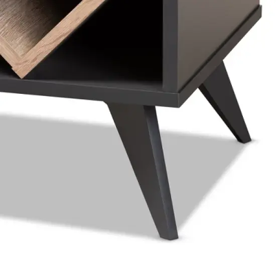 Savino and Oak Finished Wood Wine Cabinet Gray/Brown - BaxtonStudio image {2}