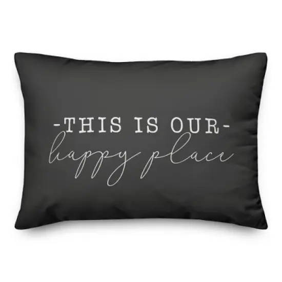 Creative Products This Is Our Happy Place Black and White 14x20 Indoor / Outdoor Pillow image {8}