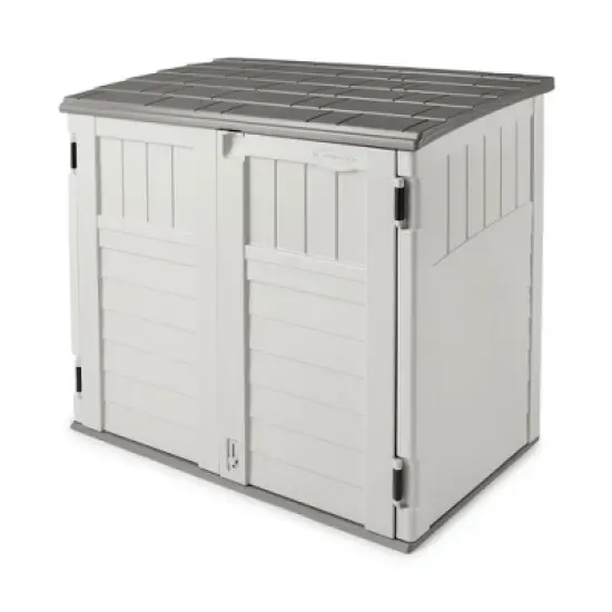 Suncast 34 Cubic Feet Capacity Horizontal Outdoor Storage Shed  for Garbage Cans, Garden Accessories, Backyard, and Patio Use, Vanilla image {6}