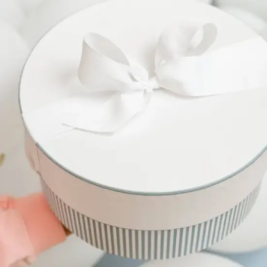 Blue/White Striped Large Gift Box - Sugar Paper&trade;: Paperboard, 9.875"x9.875"x5", All Occasions, Giftbox with Lid image {2}