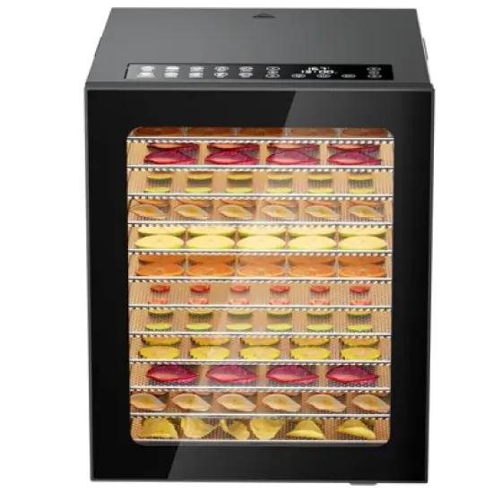 Teendow 12-Trays Food Dehydrator, Stainless Steel Food Dryer for Kitchen, 850W Dehydrators for Fruit, Meats and Vegetable, 10 Presets, Timer, Black image {6}