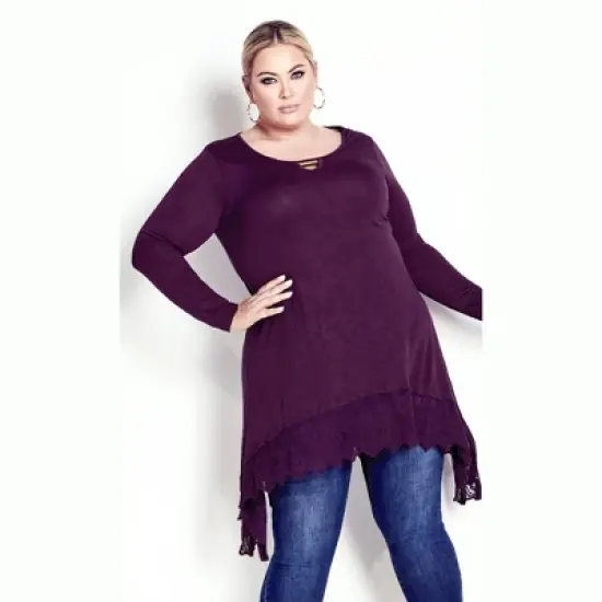 Women's Plus Size Rosey Crush Tunic - plum | EVANS image {3}