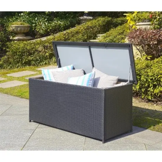 Cosima 53 Inch Wide Outdoor Storage Box - Black - Safavieh image {1}