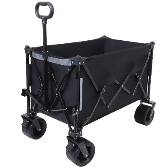 Foldable Garden Cart with Heavy-Duty Wheels & 480lbs Load Capacity, Portable Utility Wagon for Camping, Sports, Groceries, black image {2}