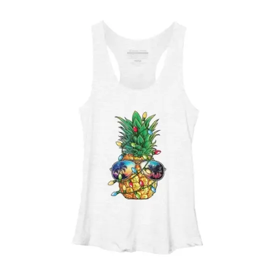 Women's Design By Humans Pineapple Christmas Tree Lights Xmas Men Gifts Sunglasses T-Shir By NekoShop Racerback Tank Top image {5}