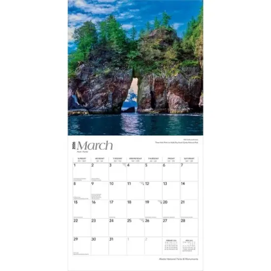 BrownTrout Alaska National Parks and Monuments 2026 12"x24" Hanging Square Wall Calendar Plastic-Free image {2}